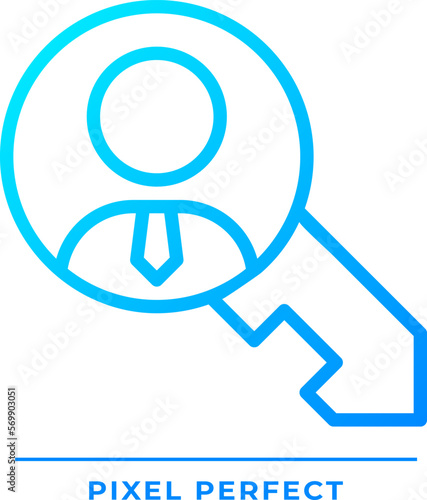 Key person pixel perfect gradient linear vector icon. Important qualified employee. Skilled leader. Professional worker. Thin line color symbol. Modern style pictogram. Vector isolated outline drawing