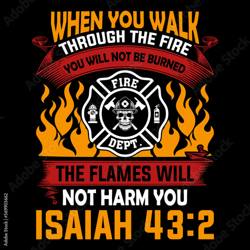 Firefighter T-shirt design Vector