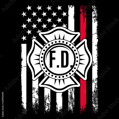 Firefighter T-shirt design Vector