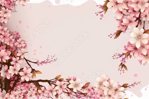 Sakura flower pink background  Beautiful nature spring  cherry blossom flowers  for background or copy space for text  ai generated