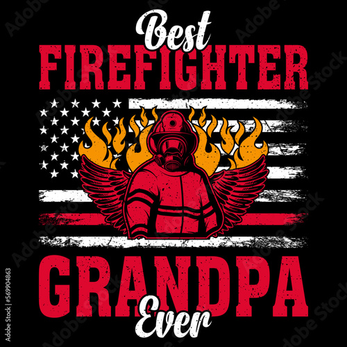 Firefighter T-shirt design Vector