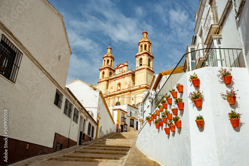 Olvera, Spain. View over the town castle and church