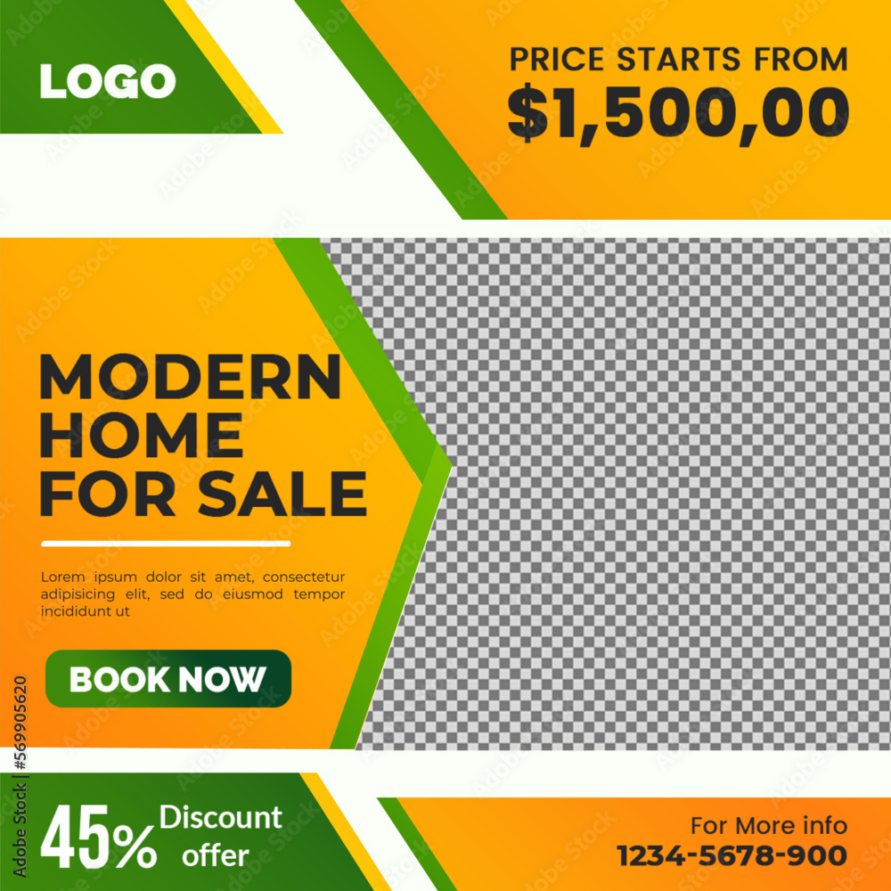 Real estate social media post bundle design, Modern Real Estate social media post Template, Real estate social media post web banner template design