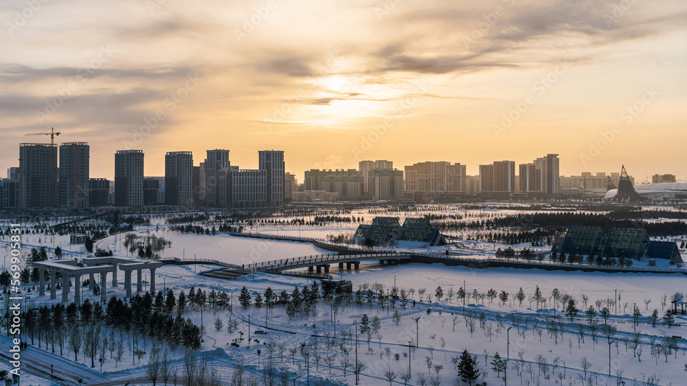 City View of Astana during sunset