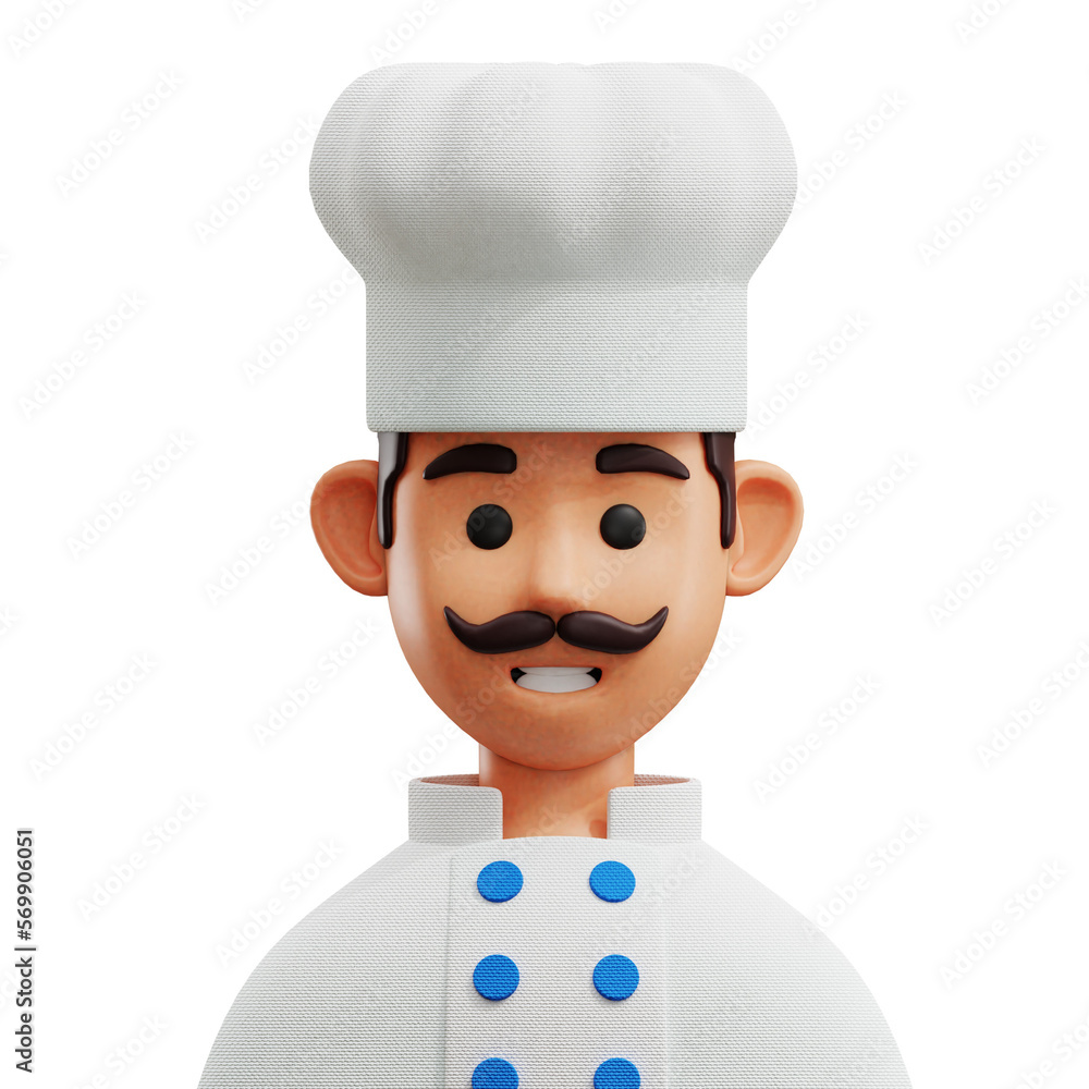 Chef with white hat and uniform 3D Icon Chef with white hat and uniform 3D Icon