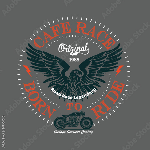 Vintage race and eagle t-shirt graphic