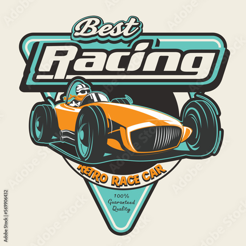 vintage race car for printing.vector old school race poster.retro race car set