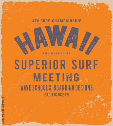 hawaii surf text print