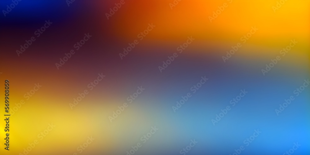 Dark abstract gradient background,  blurry colours with noise texture, yellow, blue, orange, purple colors, copy space, wide banner size, illustration.