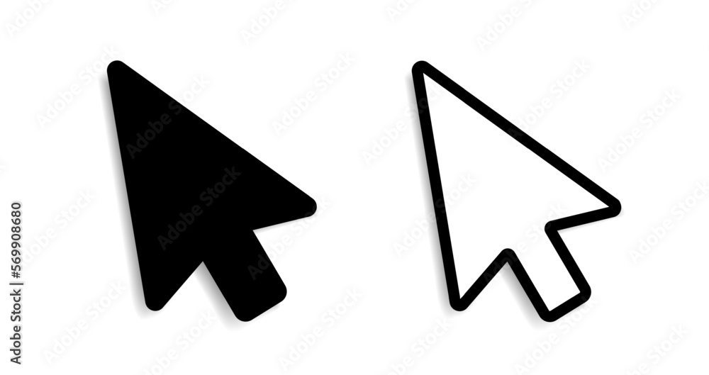 Mouse pointer icons with a shadow on a transparent background. A set of