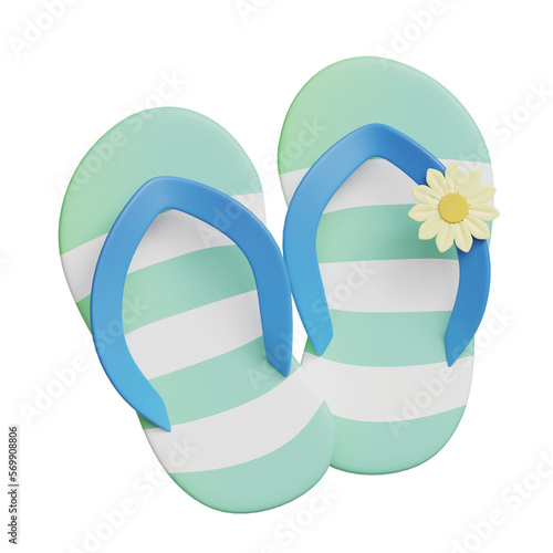 Blue sandals beach 3D Icon