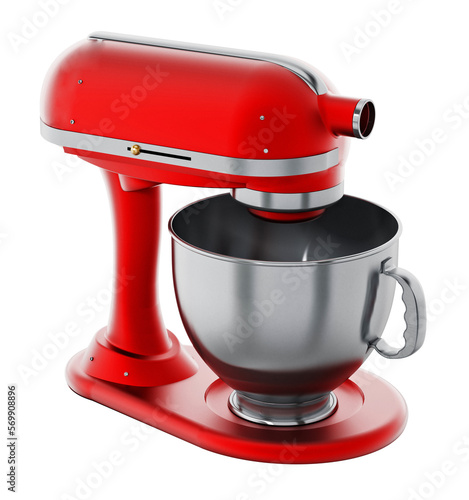 Red vintage mixer on transparent background.3D illustration photo