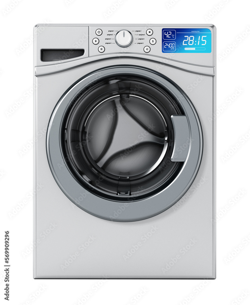 Washing machine on transparent background. 3D illustration