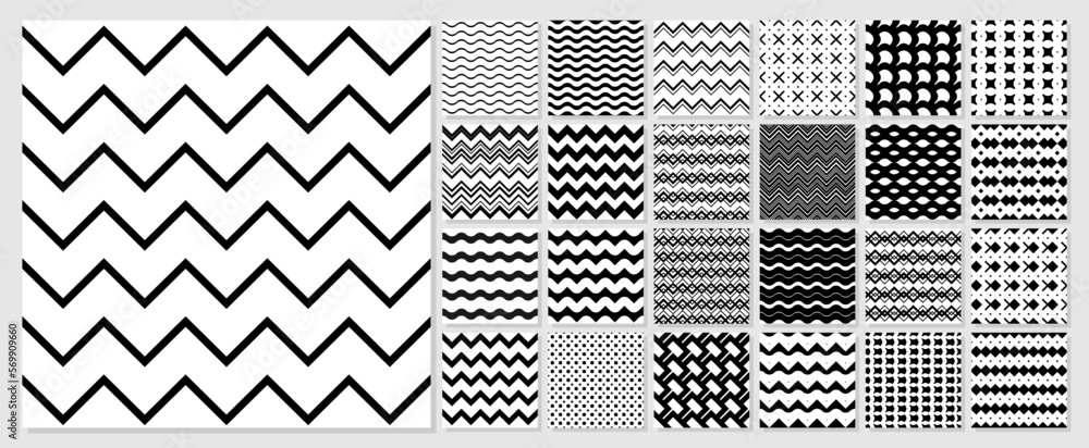 Set geometric seamless patterns. Vector illustration