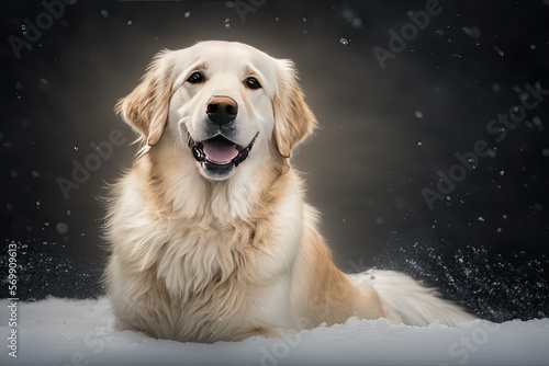 Golden retriever dog happiness and smile. Adorable pet.Generative ai