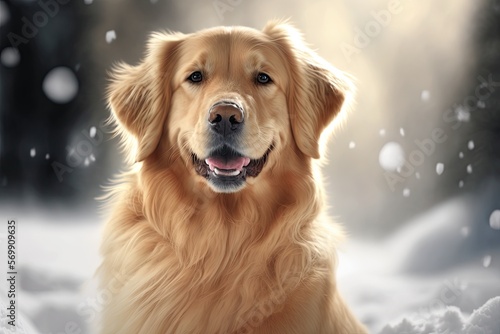 Golden retriever dog happiness and smile. Adorable pet.Generative ai © AI Farm