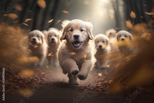 Golden retriever dog happiness and smile. Adorable pet.Generative ai