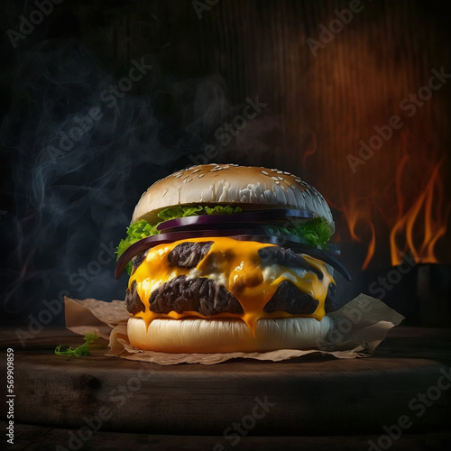 succulent Cheeseburger. sandwich. Generative AI.