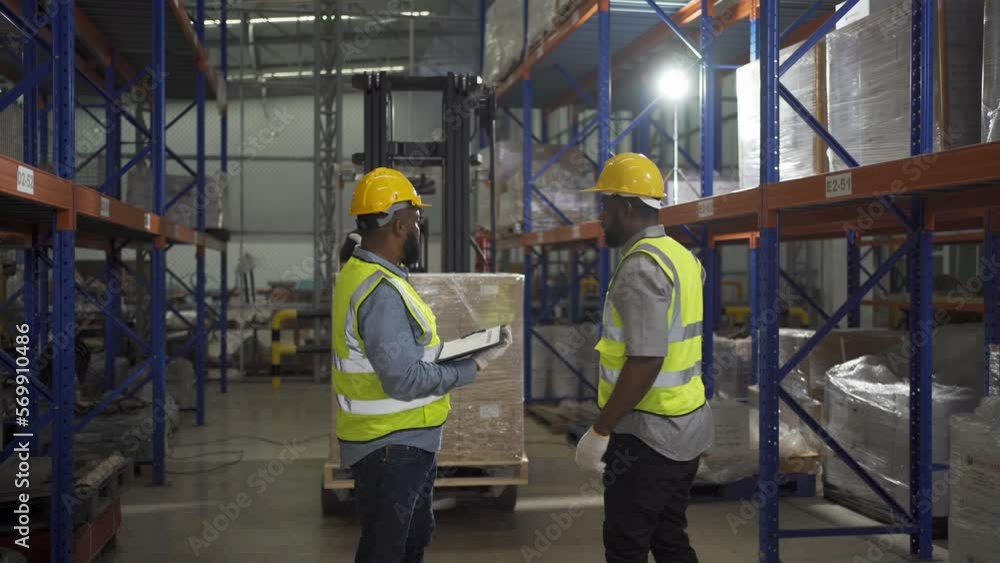 Teamwork of black workers working in large warehouse store industry.Rack of stock storage. Interior of cargo in ecommerce and logistic concept. Depot. People lifestyle. Shipment service for container Teamwork of black workers working in large warehouse store industry.Rack of stock storage. Interior of cargo in ecommerce and logistic concept. Depot. People lifestyle. Shipment service for container
