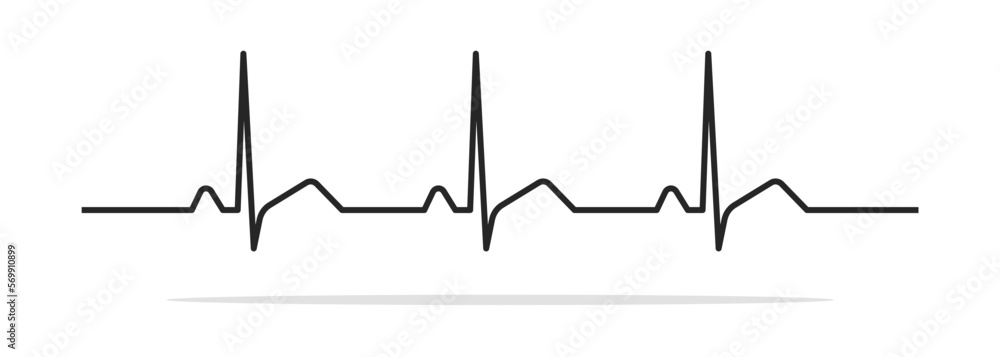 Heartbeat pulse, rhythm, Electrocardiogram, ECG, and EKG seamless signal line pattern isolated on a white background with editable stroke. Vector illustration