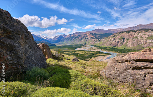 view of the valley in el chalten, patagonia argentina photo