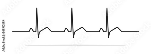Heartbeat pulse, rhythm, Electrocardiogram, ECG, and EKG seamless signal line pattern isolated on a white background with editable stroke. Vector illustration