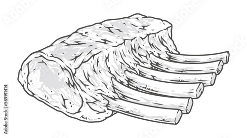 Meat ribs emblem vintage monochrome