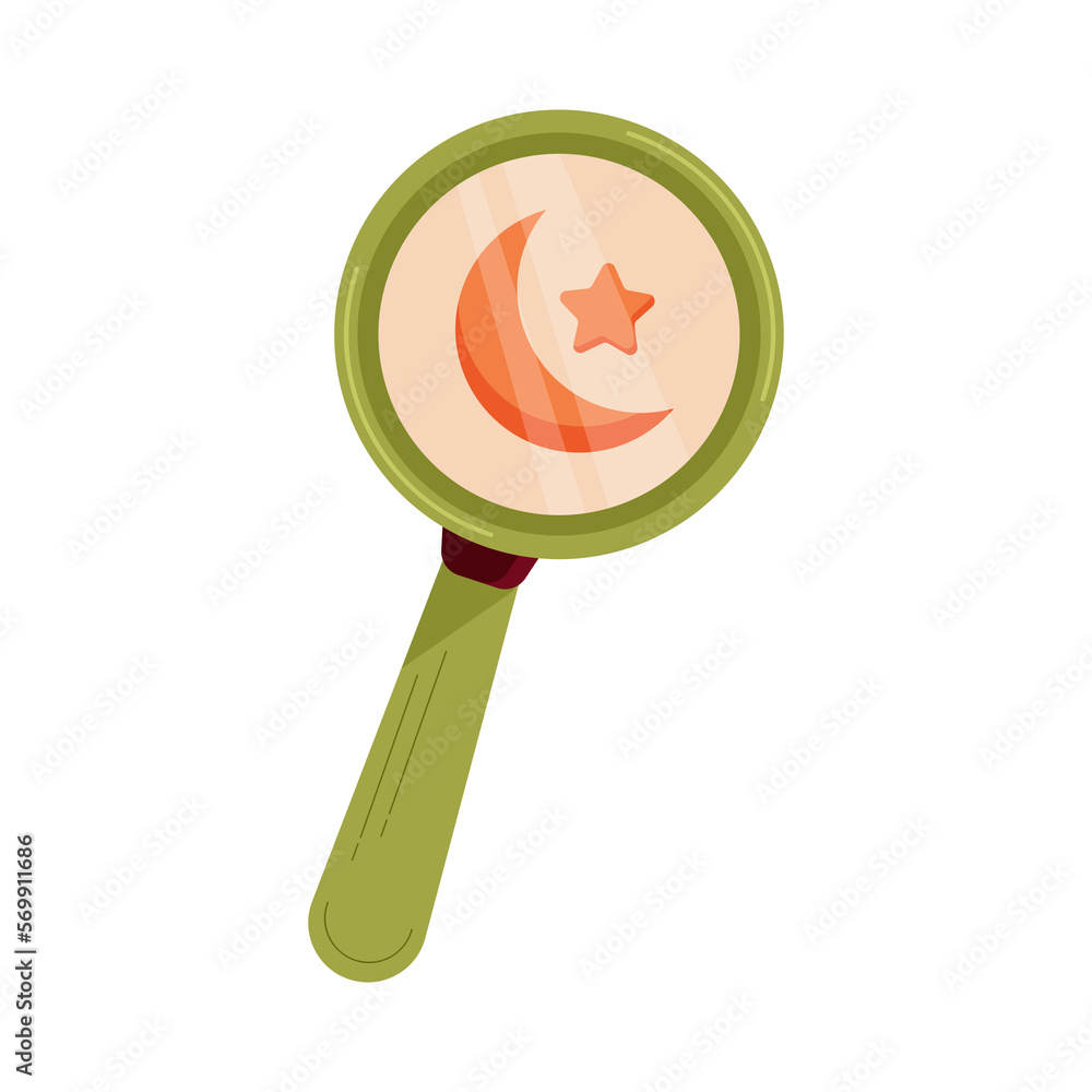 Islamic Ramadan Kareem Moon and Star Magnifying Glass Illustration Islamic Ramadan Kareem Moon and Star Magnifying Glass Illustration