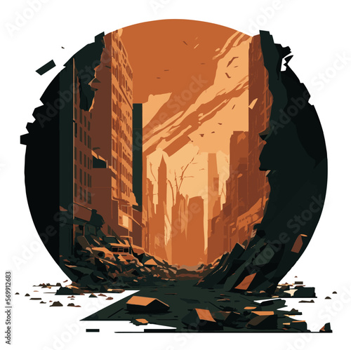 Earthquake: A Flat Illustration of a City in Mourning