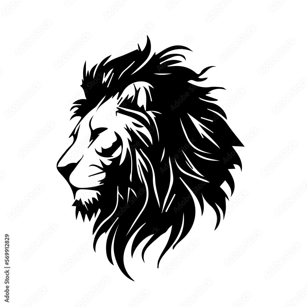 Black and white portrait of a lion. Vector illustration Black and white portrait of a lion. Vector illustration