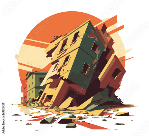 Collapsed building after earthquake