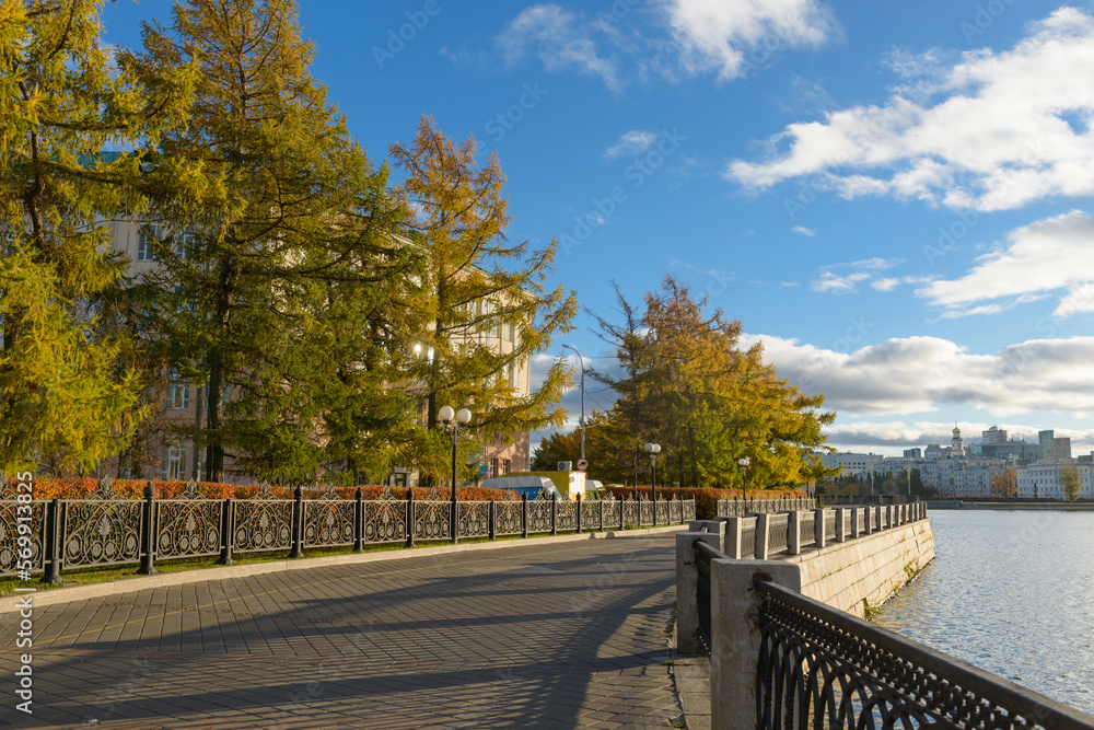 embankment in autumn in Yekaterinburg. Russia embankment in autumn in Yekaterinburg. Russia