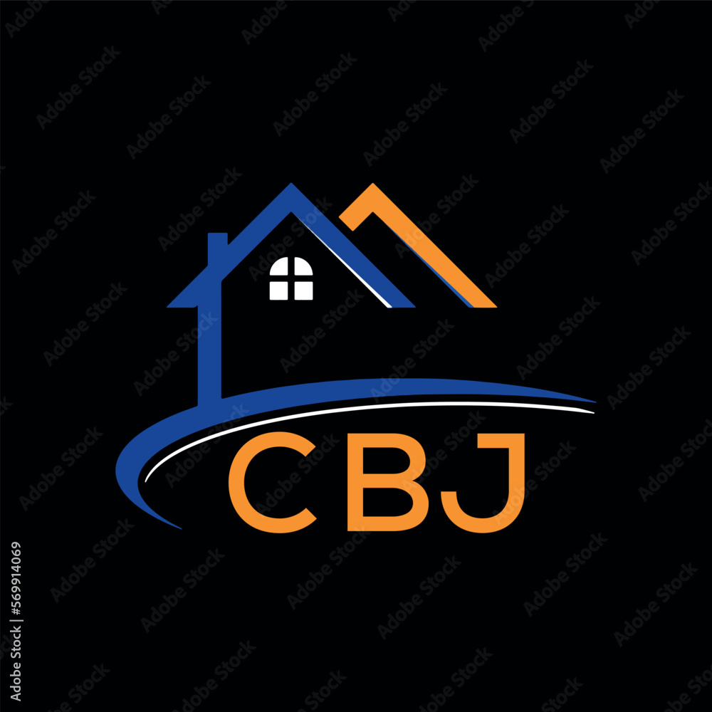 CBJ house logo, letter logo. CBJ blue image on black background and ...