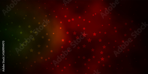 Dark Green, Red vector layout with bright stars.