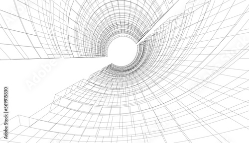 Abstract architecture design 3d drawing
