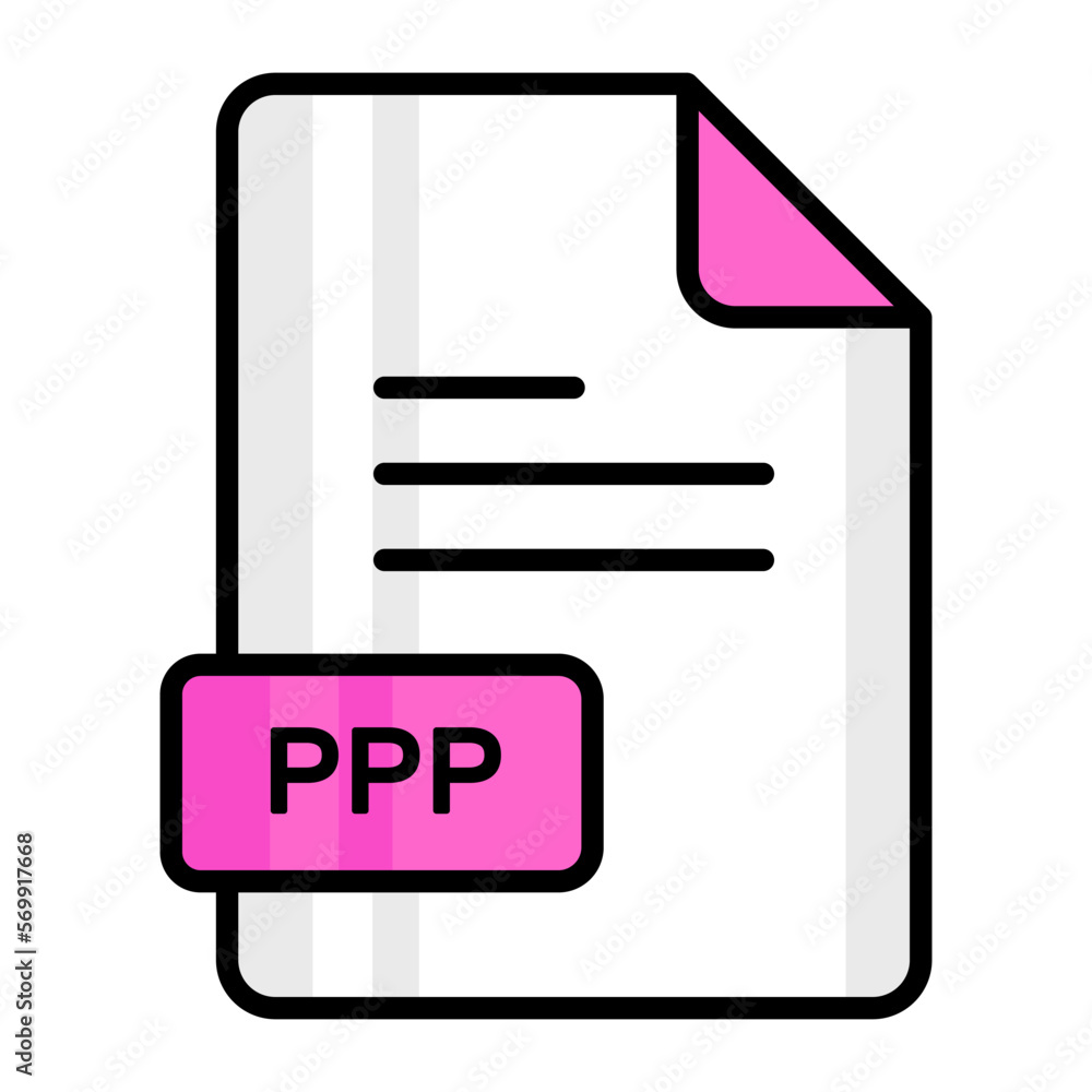 An amazing vector icon of PPP file, editable design An amazing vector icon of PPP file, editable design