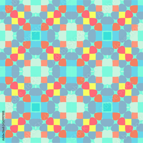 geometric pattern .Circles, squares and stripes form a beautiful pattern. pastel mathematics shape Modern fabric pattern, wallpaper, wrapping paper.