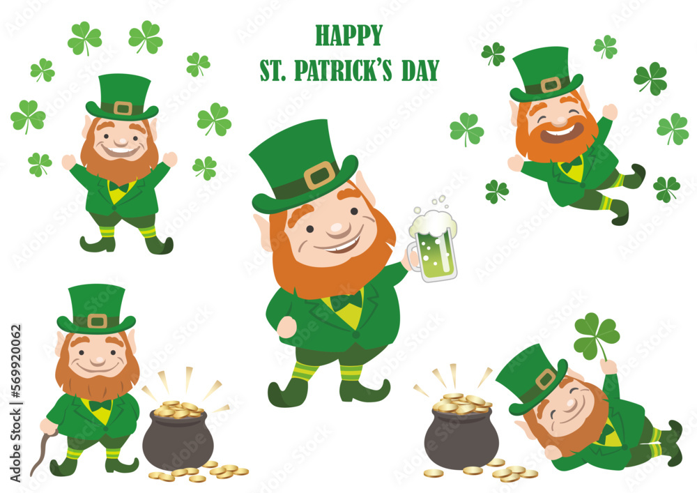 Vector St. Patrick’s Day Symbol Character Illustration Set Isolated On A White Background. Vector St. Patrick’s Day Symbol Character Illustration Set Isolated On A White Background.