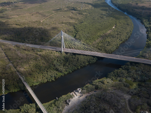 River and bridge in the Dominican Republic birds view