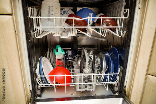 Clean plates, forks, spoons and other utensils after washing in the dishwasher.