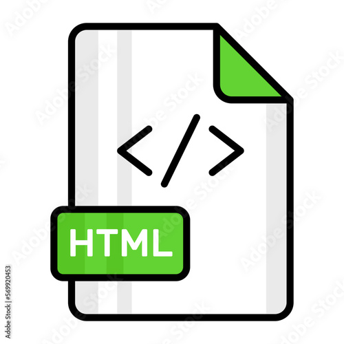 An amazing vector icon of HTML file, editable design