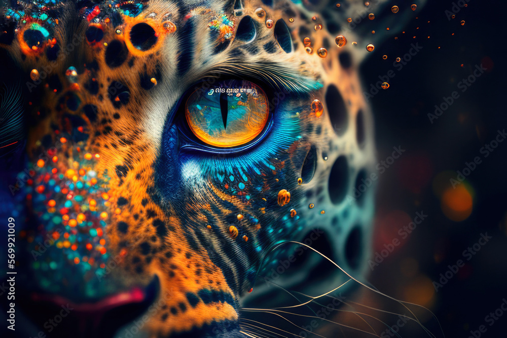 close up of a leopard eye created with Generative AI technology