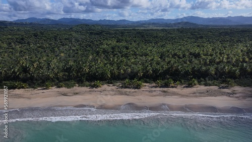 Big caribbean beach Esmeralda Miches Dominican Republic birds view