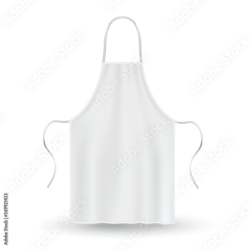Kitchen apron white protective textile clothes for food preparation realistic vector illustration
