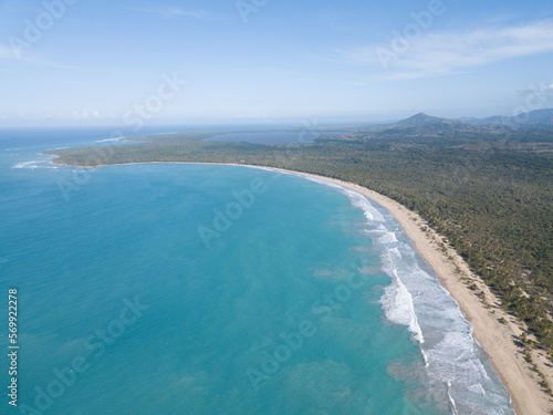 Big caribbean beach Esmeralda Miches Dominican Republic birds view © Oleksii