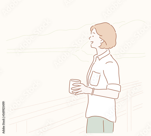  relaxed woman. Hand drawn style vector design illustrations.