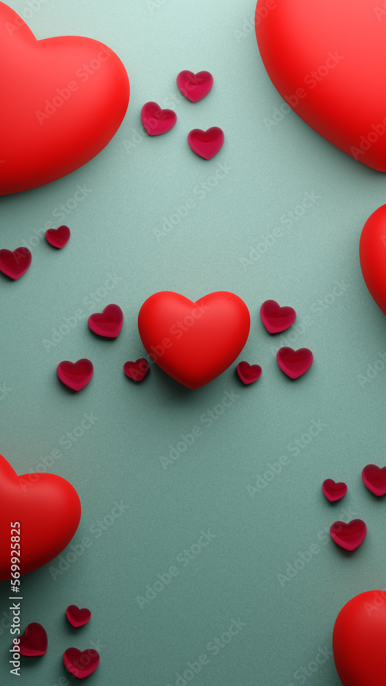 Spread the Love A Happy Valentine's Day Background with Adorable Hearts in the Ground 3D illustration