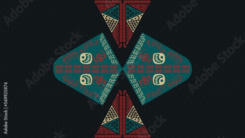 Symmetrical folk art background, decorative illustrations, wallpaper, desktop, cover, card, gift, frame,