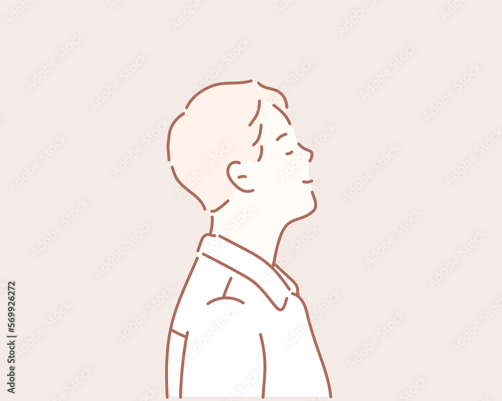 Man Close Eyes Peaceful Calm. Hand drawn style vector design illustrations.