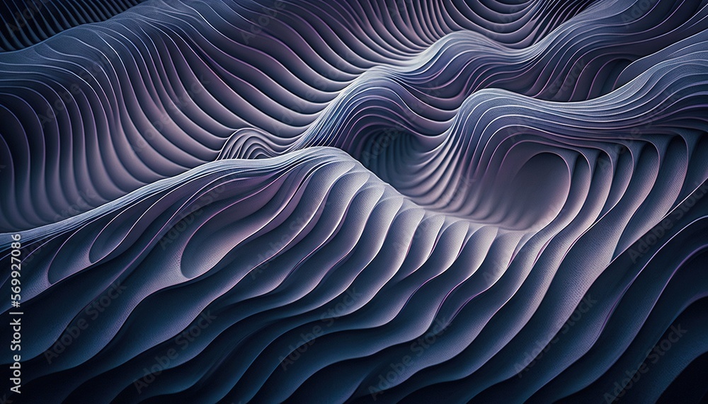 a computer generated image of wavy lines in blue and purple colors, with a black background and a black background with a white stripe at the bottom of the image. generative ai a computer generated image of wavy lines in blue and purple colors, with a black background and a black background with a white stripe at the bottom of the image. generative ai